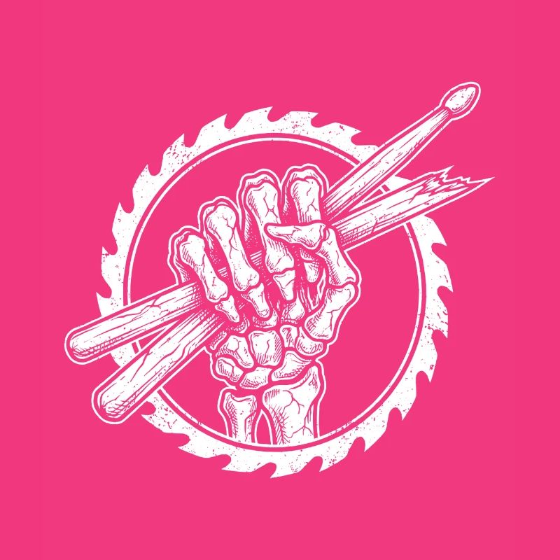 Skeleton hand with drumsticks