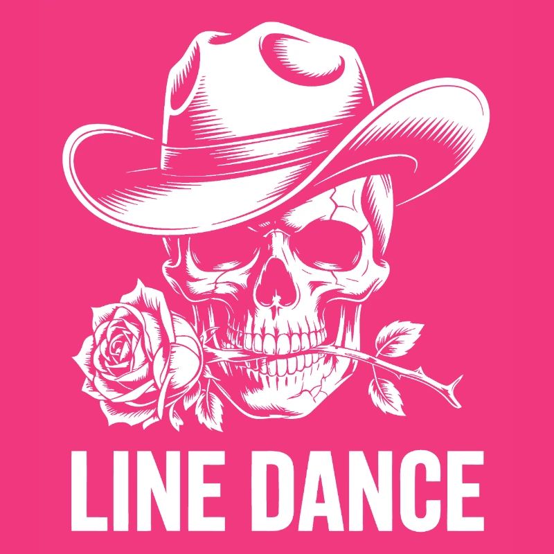 Line Dance Skull with Rose