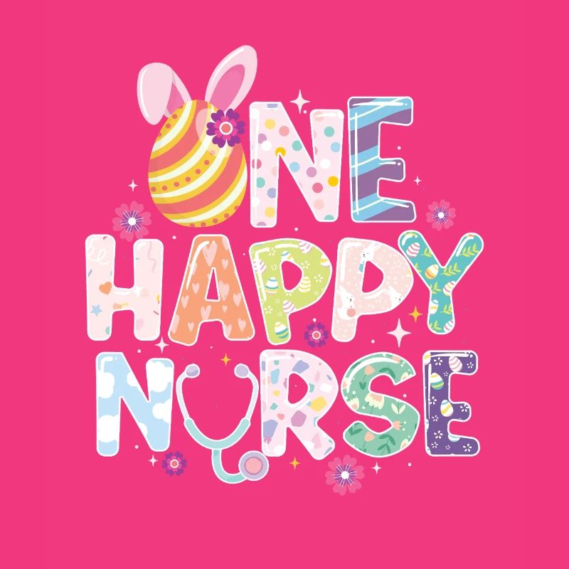 One Happy Nurse Easter RN Spring Fun Bunny