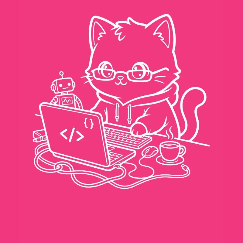 Coder Kawaii Cat Programmer