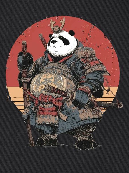 Panda-Samurai in robuster Rüstung