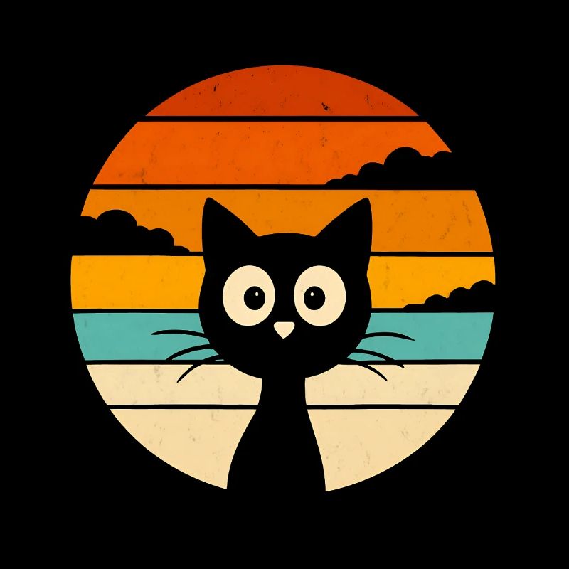 Chat Noir Rétro Sunset
