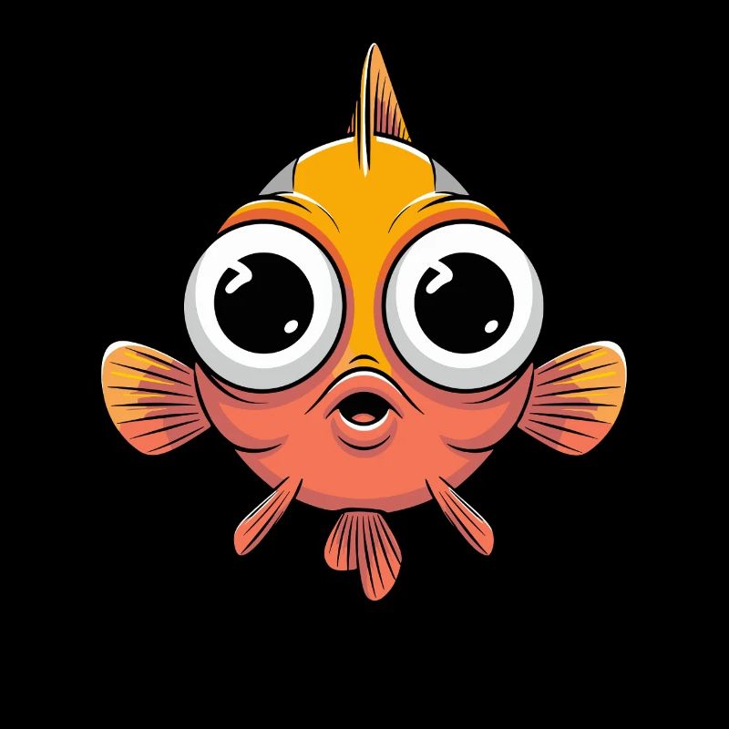 Cute comic fish with big eyes for
