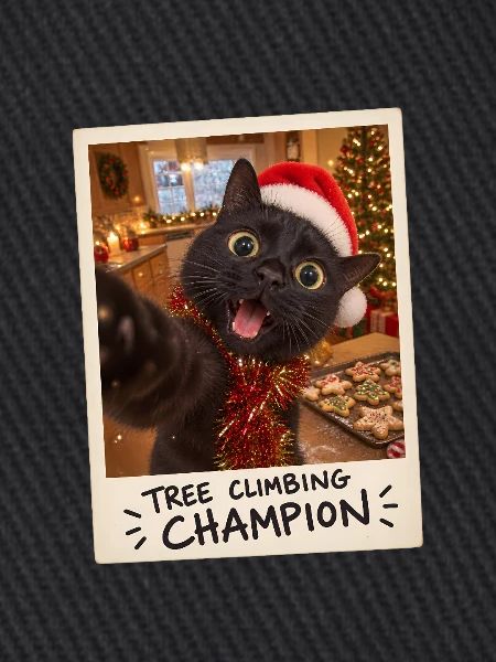 Tree Climbing Champion Schwarze Katze