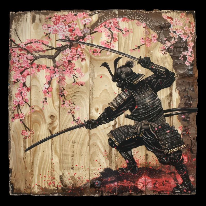 Japanisch, Samurai, Kirschblüte, Kunst, Ukiyo-E