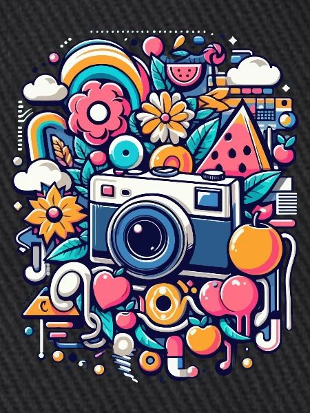 Bunte Collage mit Kamera