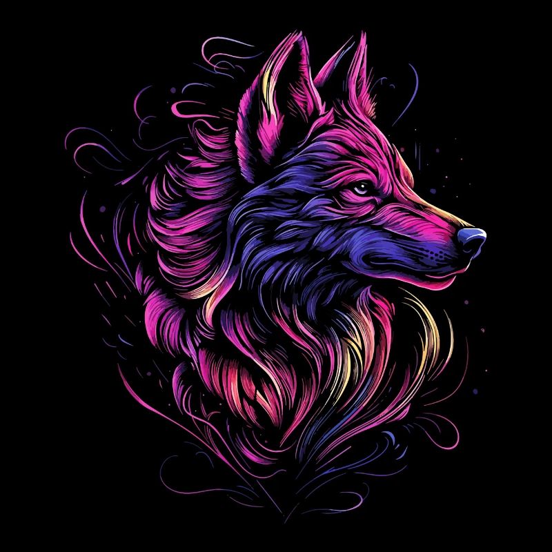 Wolf Wolf Head Wolves Wolf Pack Nature Neon Colorful