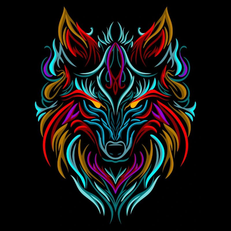 Tatouage de loup coloré