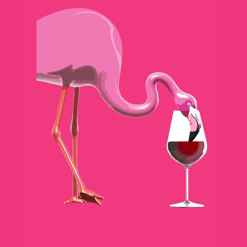 Flamingo mit Weinglas