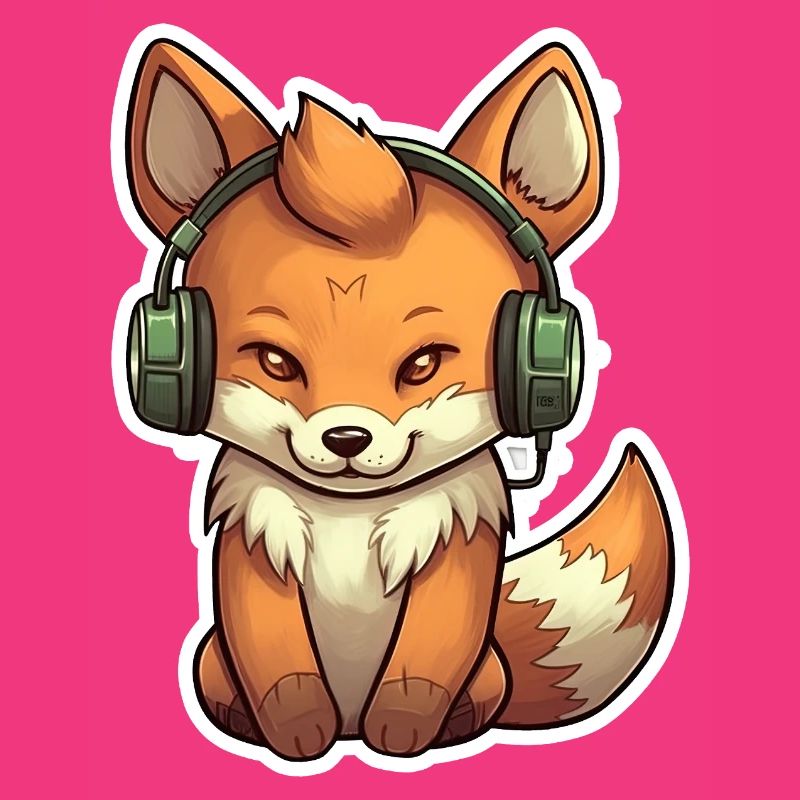 A cute fox playing video games