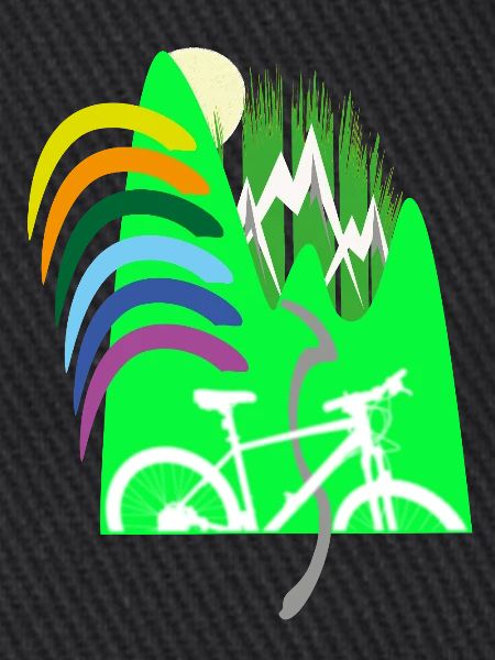 Cycle path mountains rainbow