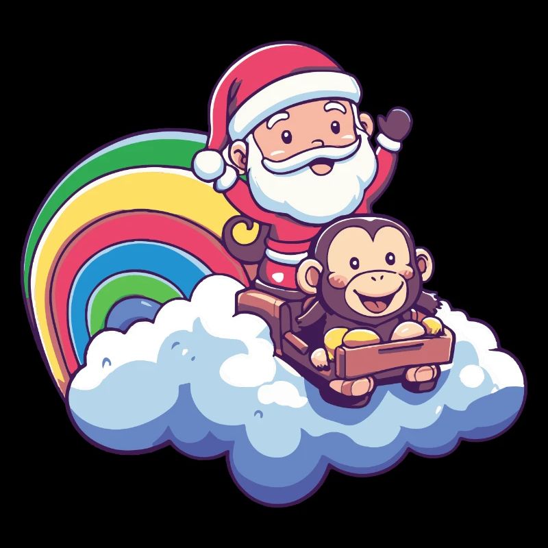 Affe Weihnachtsmann Regenbogen