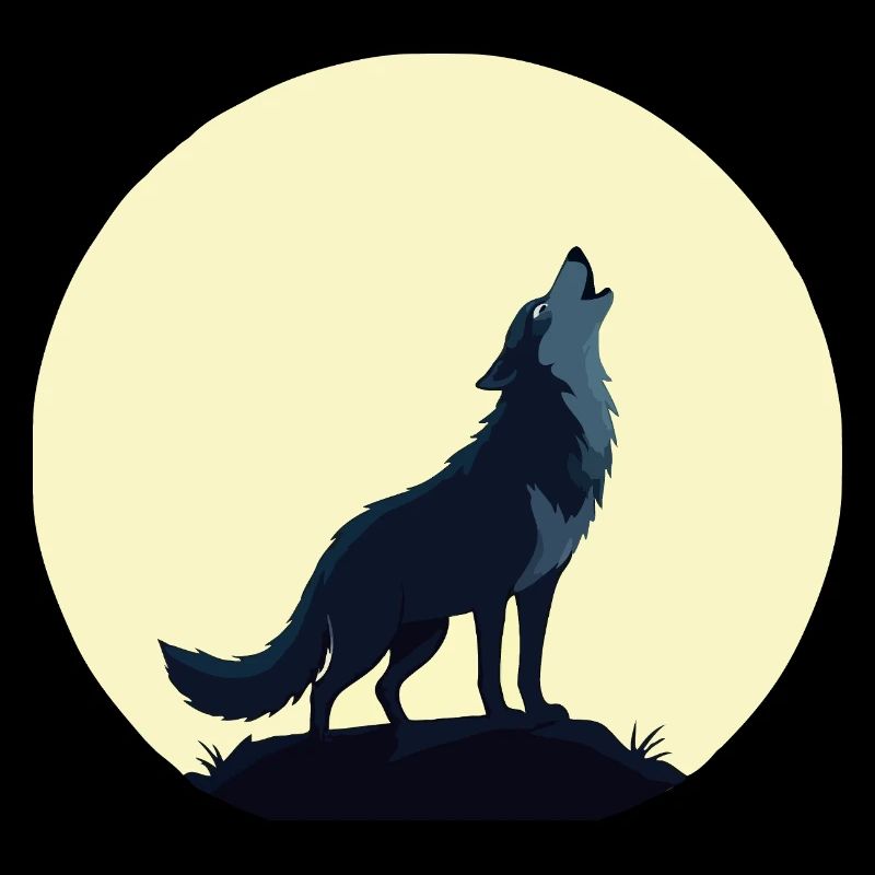 Wolf howling in front of full moon