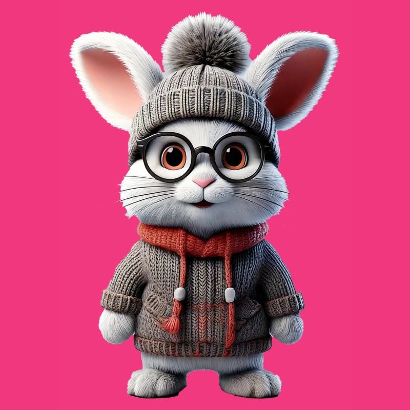 Mignon lapin avec pull tricoté
