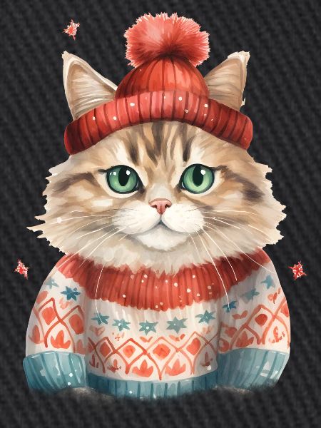 Winterkatze im Strickpullover