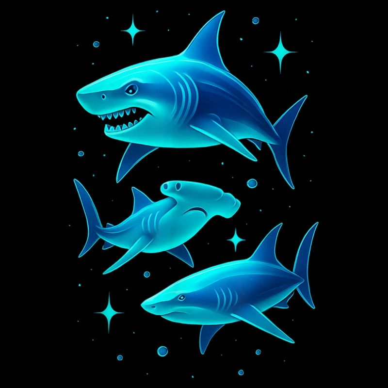 Futuristic Neon Shark Illustration