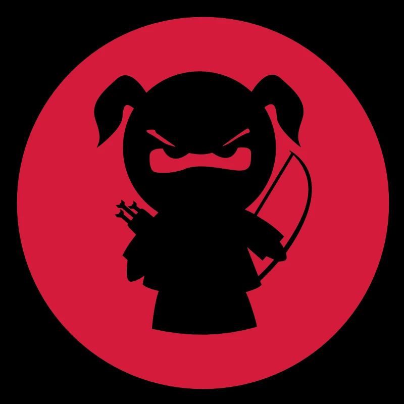 grimmiges Ninjamädel mit Pfeil und Bogen