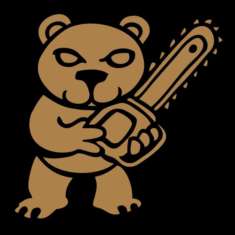 Teddybär Gartenschere Bär Kettensäge Spaß frech