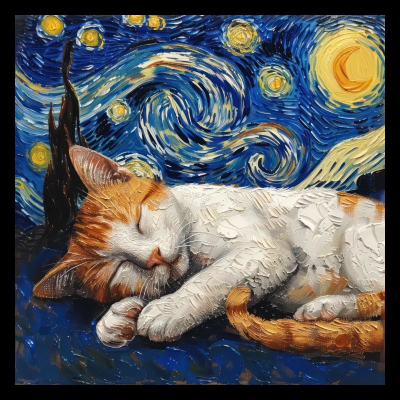 Chat Van Gogh Nuit étoilée