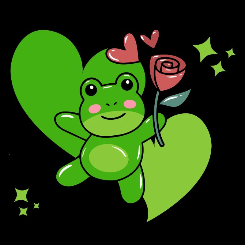 Frosch mit Rose