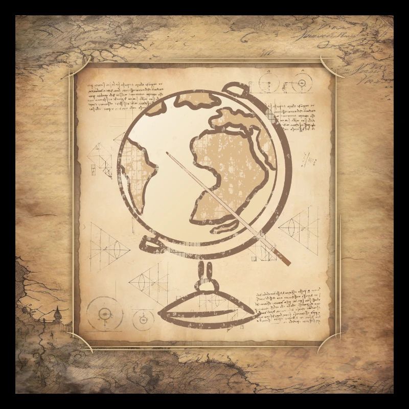 Geography - Globe & Pointer / Vintage Art