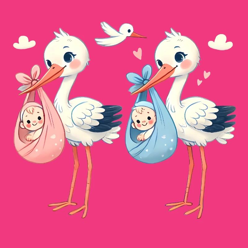 Rosa oder Blauer Storch Baby Überraschung