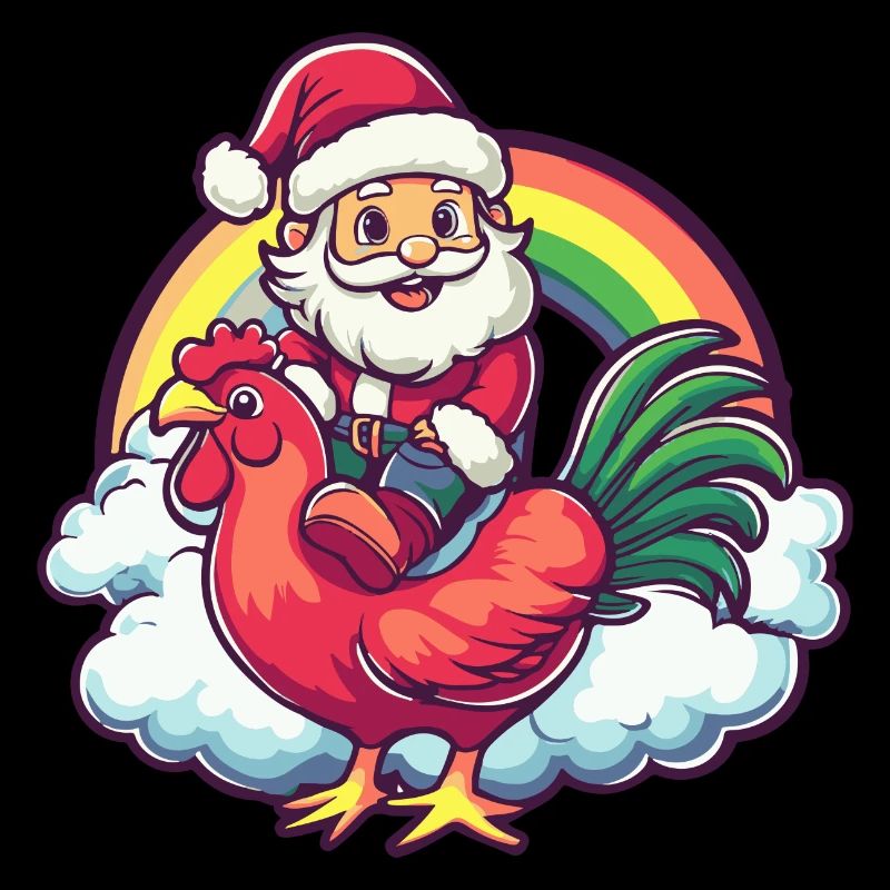 Hahn Weihnachtsmann Regenbogen