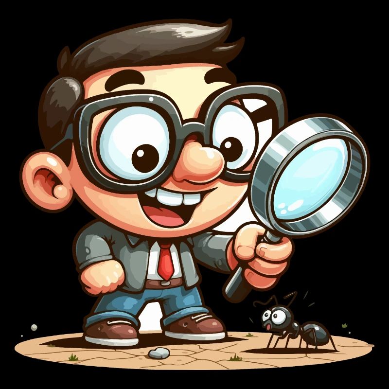 Ein kleiner Entdecker mit der Lupe