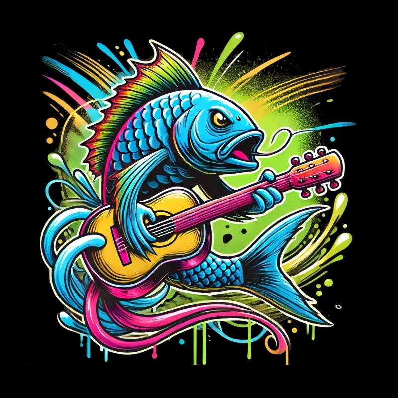 Singender Fisch mit Gitarre