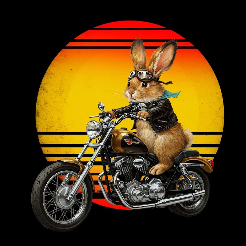A rabbit on a Motocycle