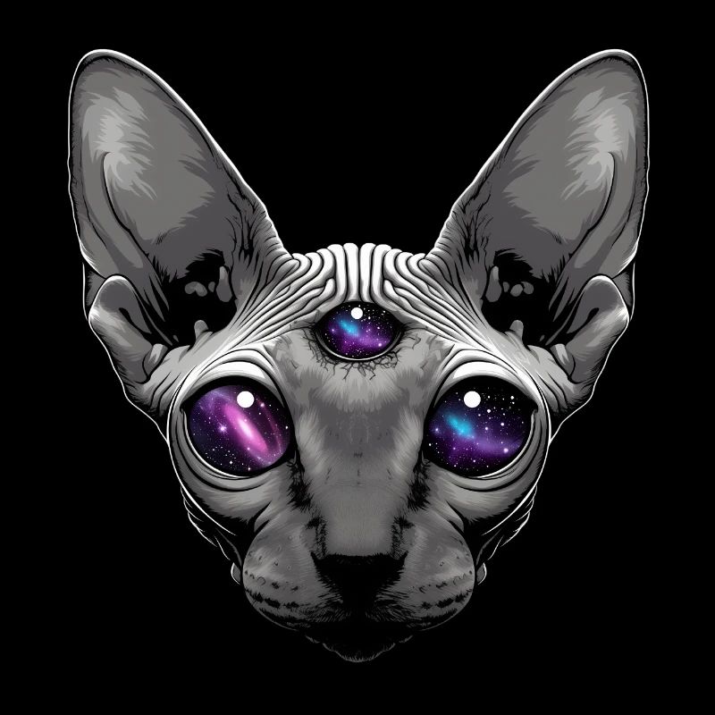 a sphinx cat with big deep black eyes