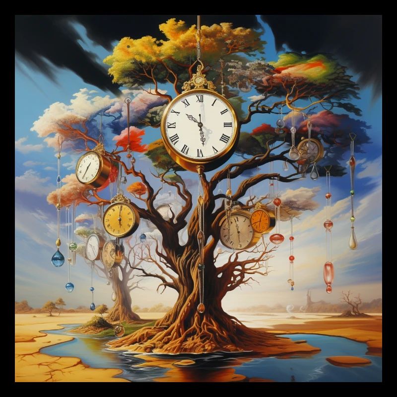 Horloges Arbre Temps Paysage Surréaliste