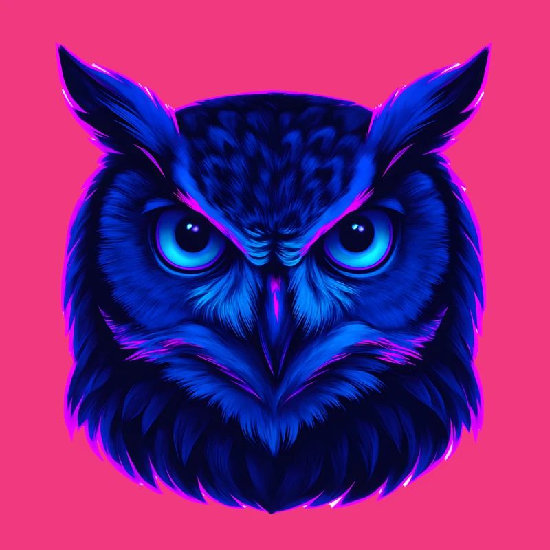 Neonblaue Eule mit intensivem Blick