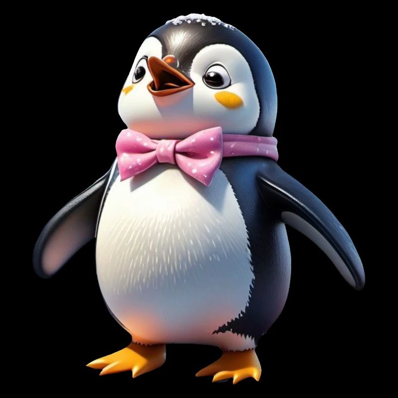 Pinguin Sandra sieht ihre Freunde