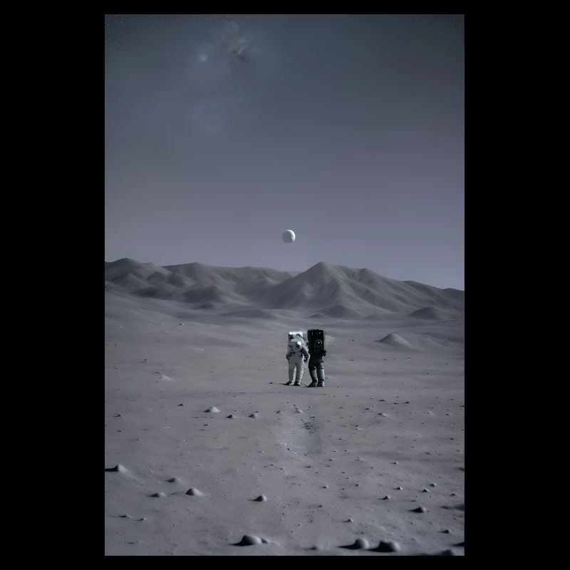 Astronautes explorant la lune Lunaire