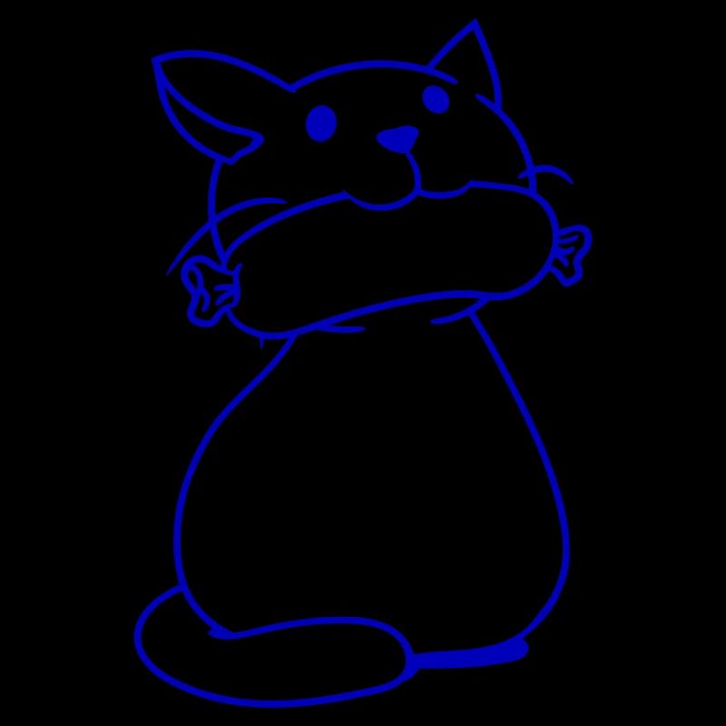 Cute cat eats sausages mouth eats sausage fun