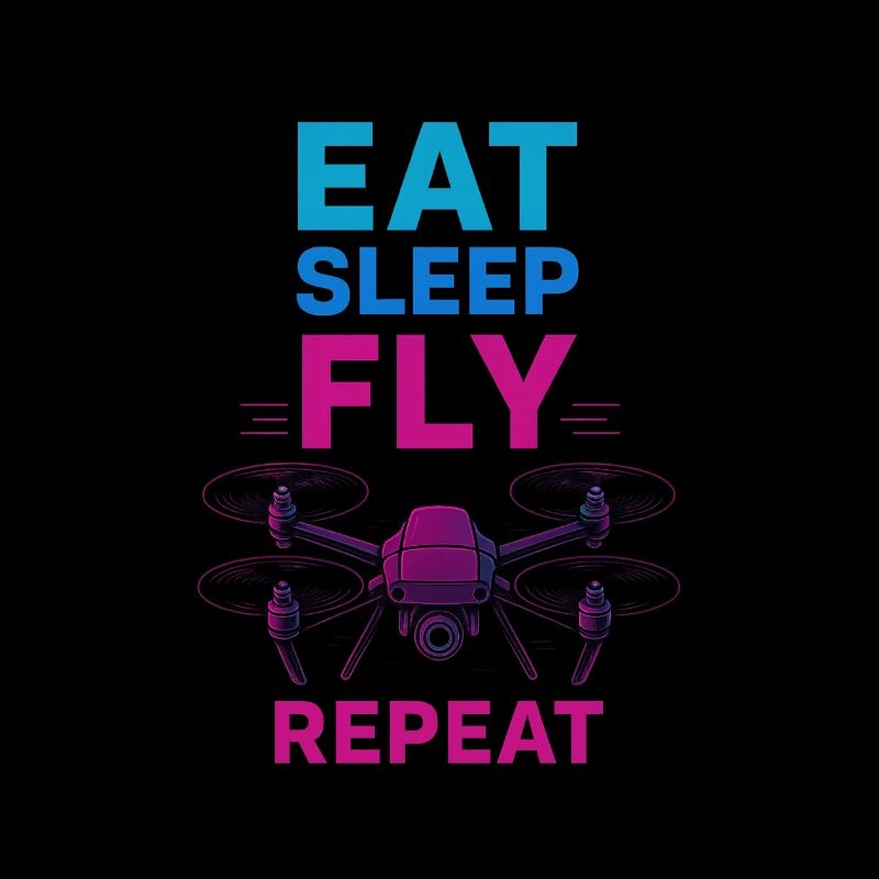 Eat Sleep Fly Repeat – Neon Drohnenpilot Routine