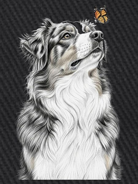 Aussie blickt Schmetterling Australian Shepherd