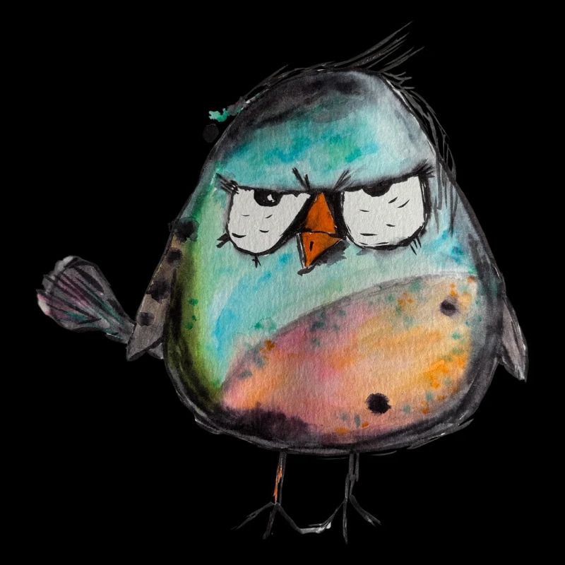 Wütender Vogel Aquarell handgemalter Vogel Spatz