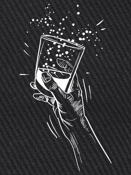Hand mit Getränk Glas