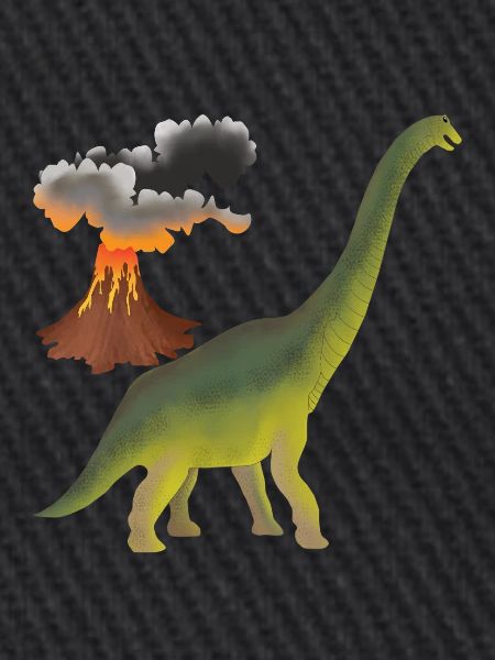 Dino und Vulkan