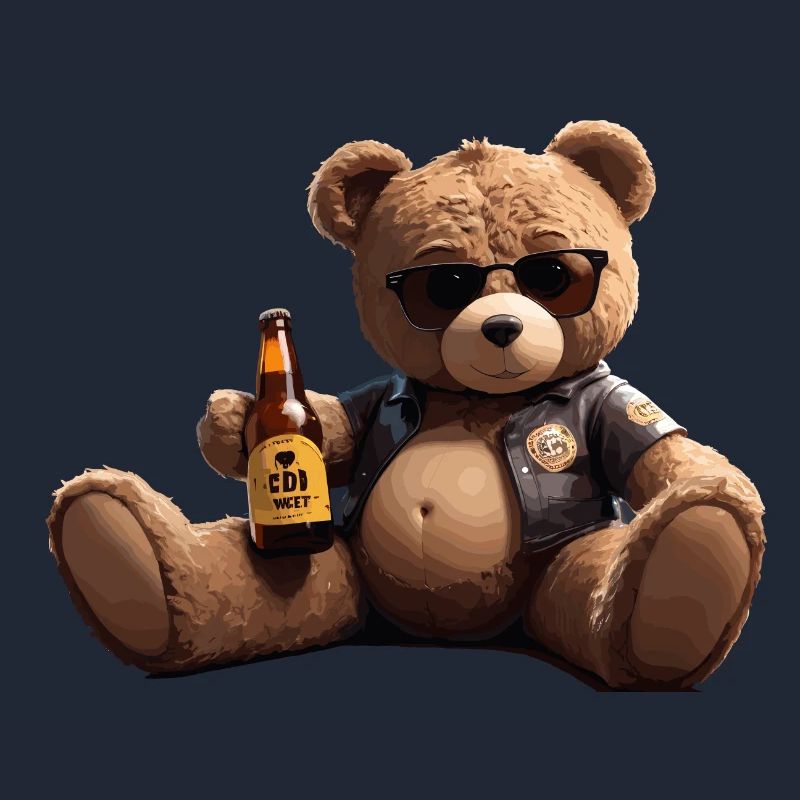 Biker Teddybär mit Bier