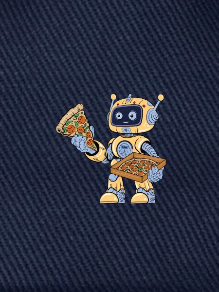 Roboter isst Pizza