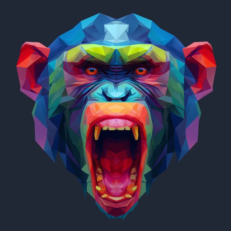 Tête de singe polygone coloré