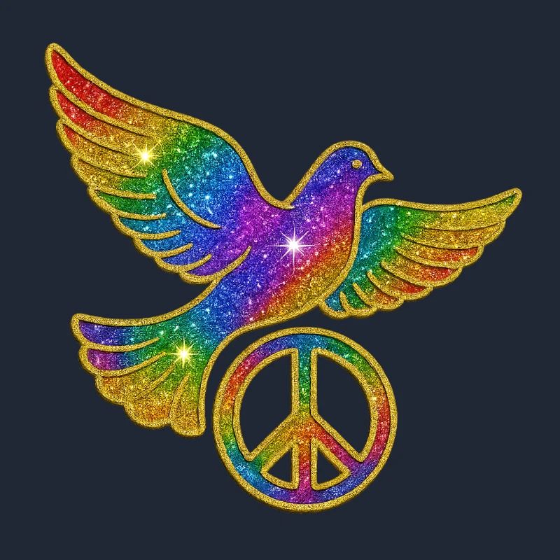 Regenbogen Friedenstaube mit Friedenszeichen
