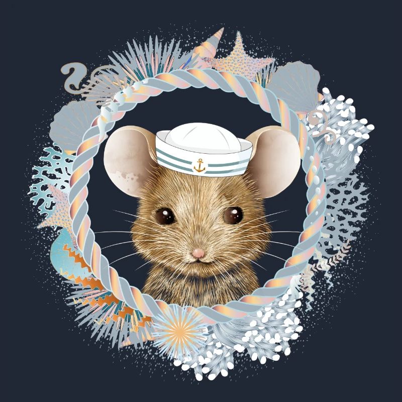 cute mouse as a sailor in a maritime setting