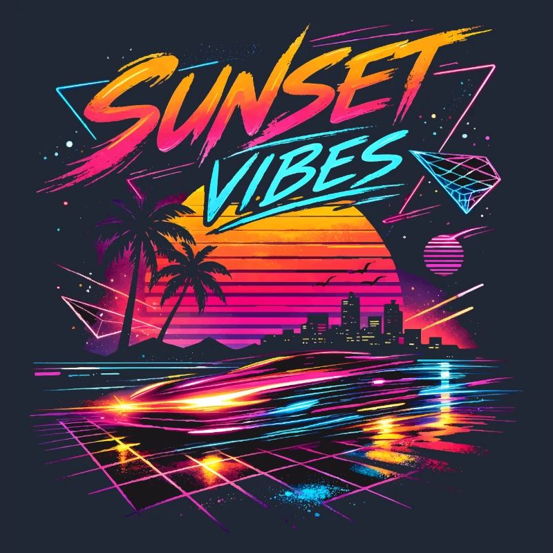 Sunset Vibes 80er Neon Design 