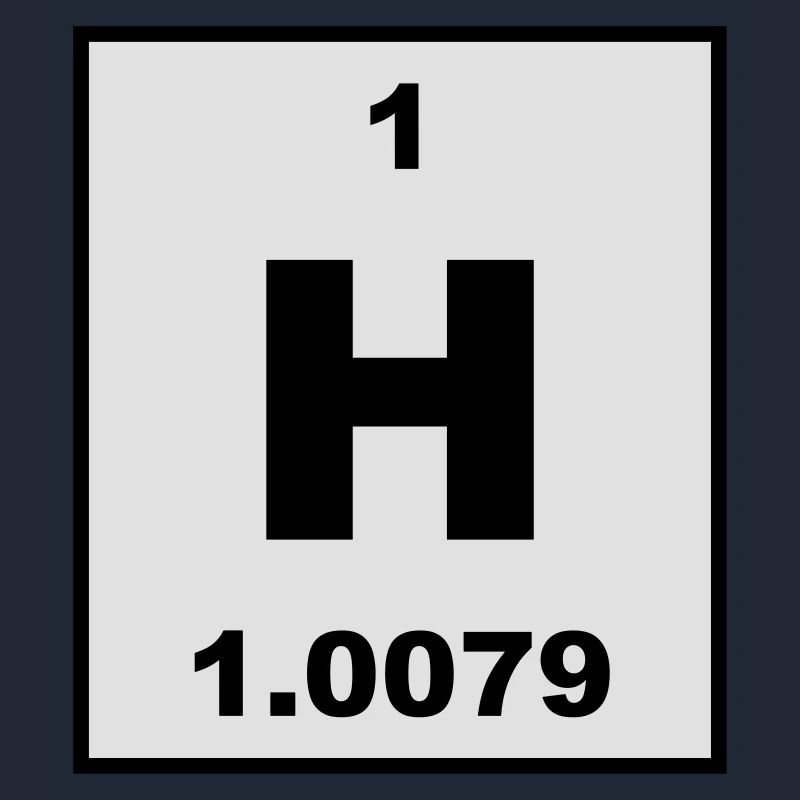 Element 1 - h (hydrogen) - Short (white)