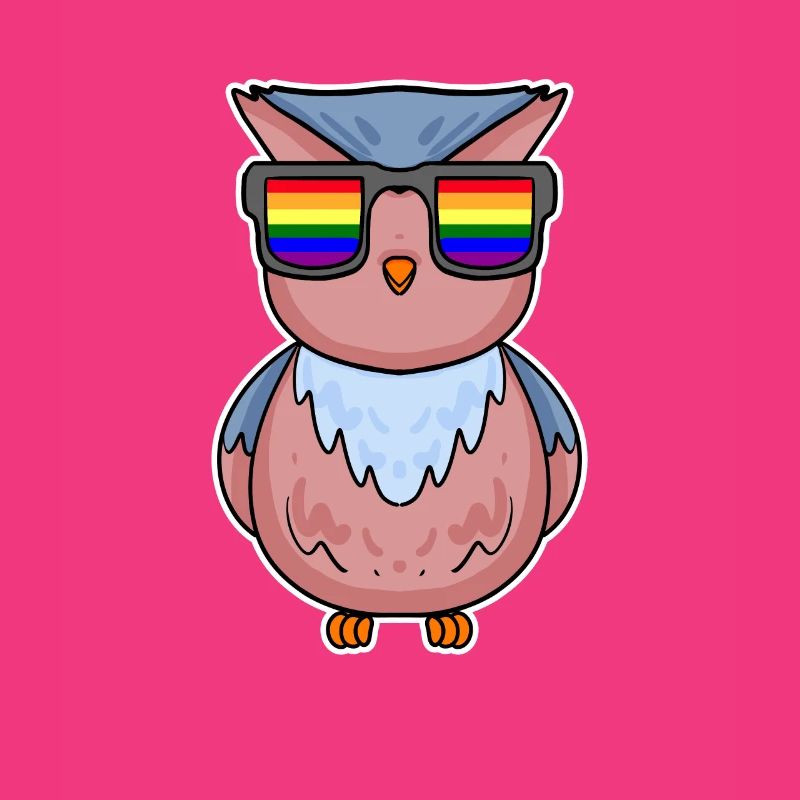 Regenbogen - Eule mit Brille
