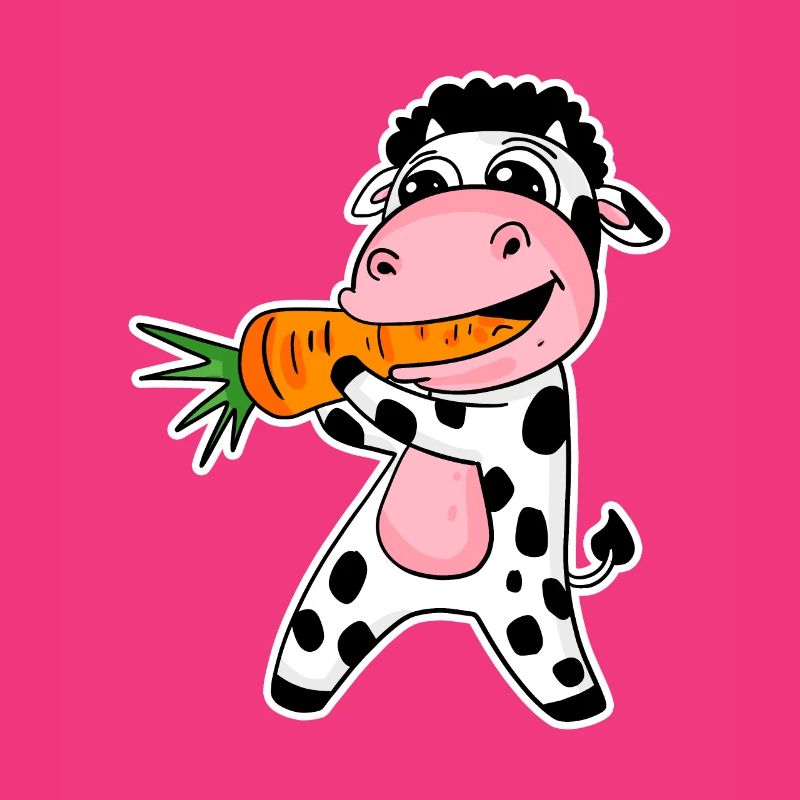 Cow eats carrot